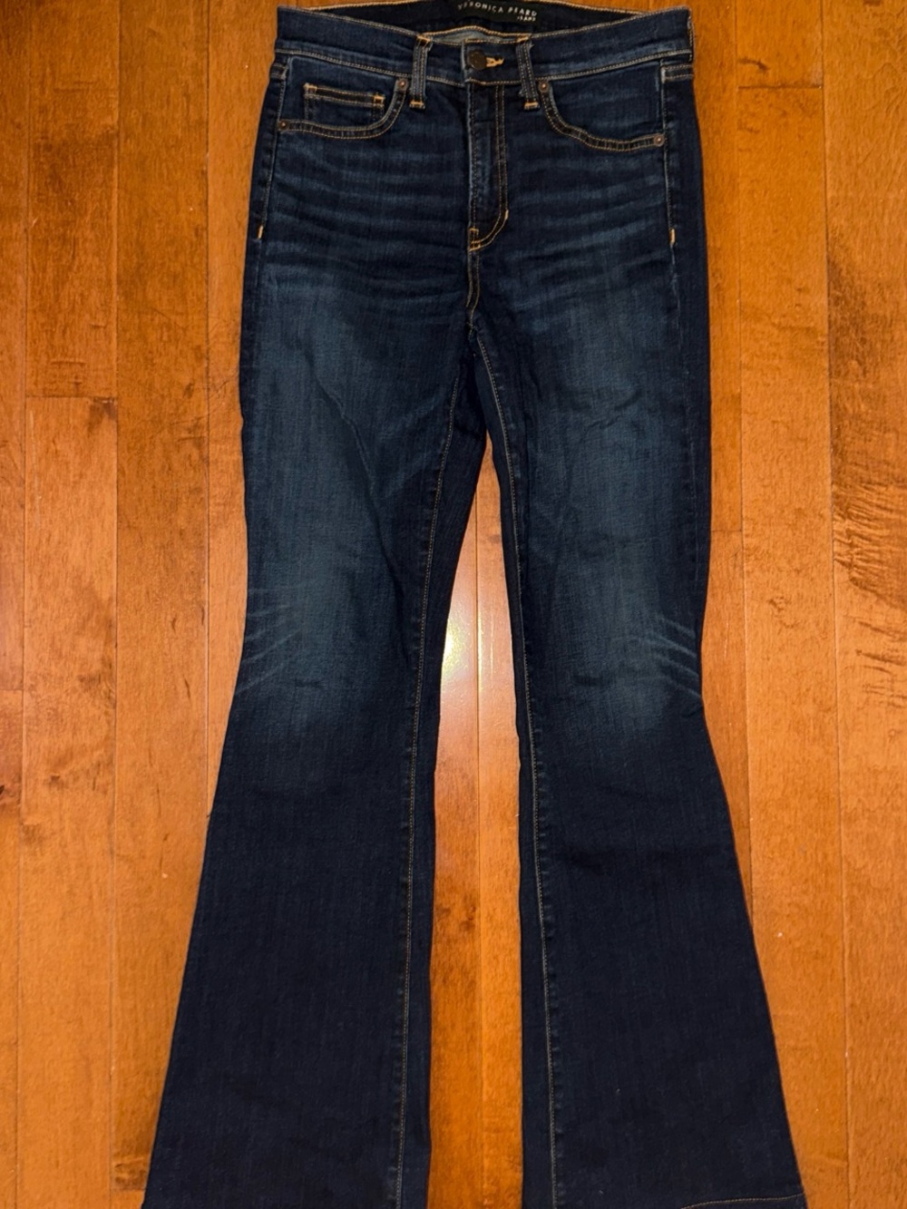veronica beard beverly high rise skinny-flare jean in dark vintage wash size 26